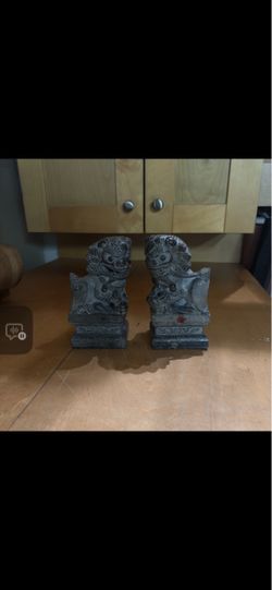 Pair of Stone Foo Dog bookends