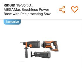 RIDGID 18-Volt OCTANE MEGAMax Brushless Power Base with Reciprocating Saw and 1-1/8 in. SDS Rotary Hammer Attachments