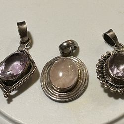 4 Sterling Silver With Gemstones Pendant 