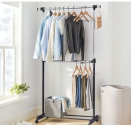 Double Rod Rolling Clothes Rack