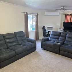 Manual Reclining Sofa and Loveseat Set