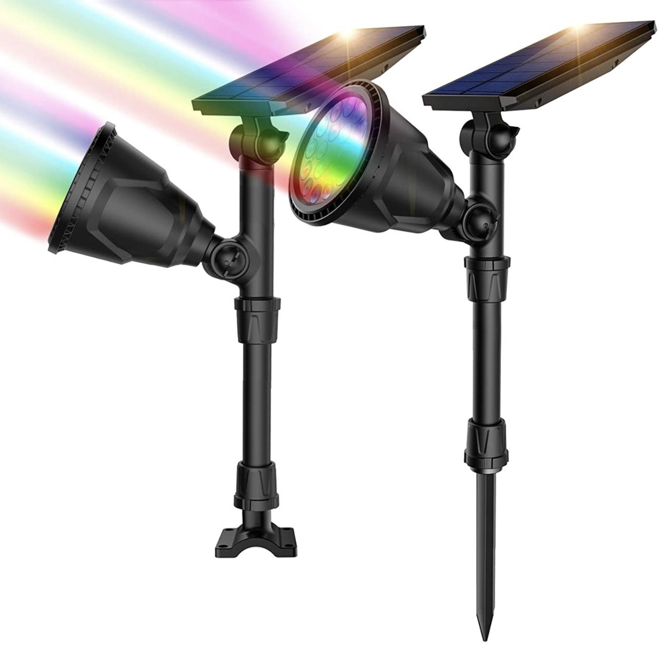 Brand New Solar Spot Lights Outdoor, 7 Adjustable Colors Solar Landscape Lights 18 LED Solar Spotlight Waterproof Solar Lights Outdoor Decorative for