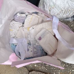 Baby Stuff Bag Of Bibs Bags Of Diapers  Receiving Blankets  Blanket And Pillow Like Brand New All For 20 And Done Baby Clothes 