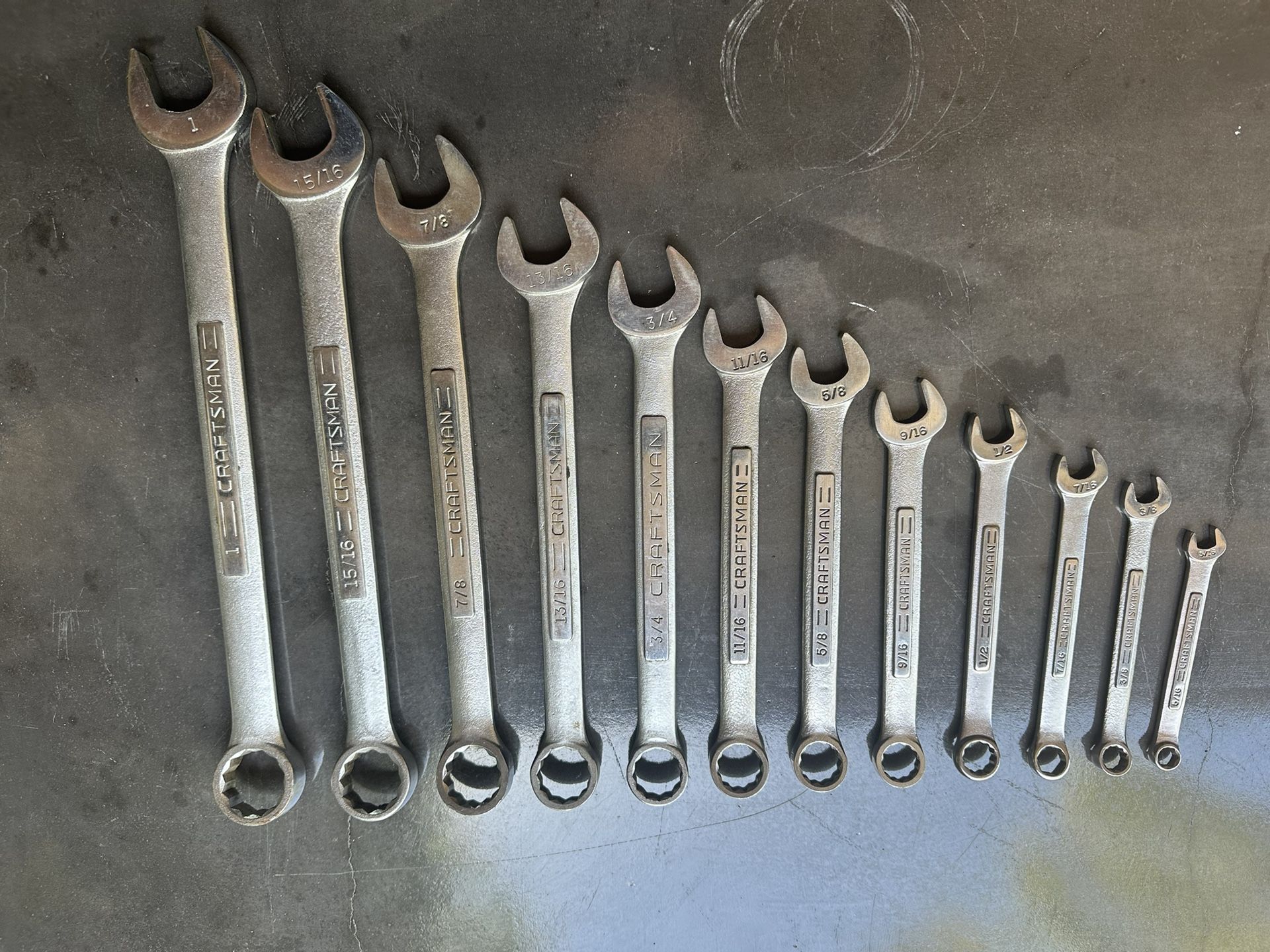 Vintage 13-Piece Craftsman USA SAE Combination Wrench Set – 1” to 1/4”