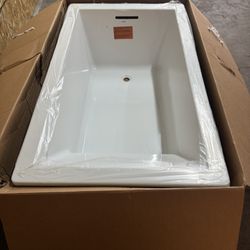 KOHLER Underscore 60 in. x 36 in. Rectangular Soaking Bathtub with Reversible Drain in White