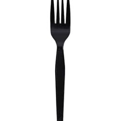 Genuine Joe Heavy Weight Plastic Fork, Black, 1000 Count
