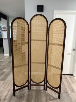 3-Panel Rattan Cane Room Divider Screen
