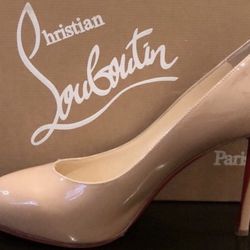 Christian Louboutin Red bottom Original Vero cuoio Dolly Nude Patent Leather Pumps Size 9.5-No Box