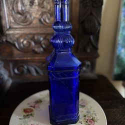 Vintage Cobalt Blue Decorative Glass Bottle