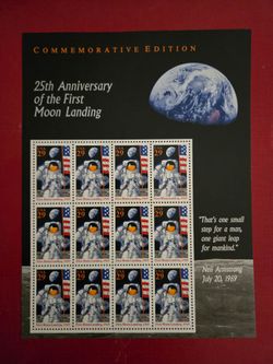 1994 Stamp sheet commemorating 25th anniversary of the first moon landing