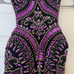 Purple And Black Beaded Dress