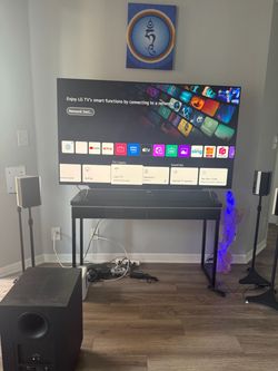 65 in TV + sound bar + 2 speakers and 4 surrounds