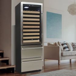  Vinotemp 108-Bottle Wine Cooler with Beverage Center Drawers and Dual Zone Cooling (dented and scratched) MSRP $3999