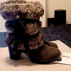 New 🐻 Bearpaw Bridget Fur Heel Booties 