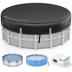 18 Ft Round Solar Pool Cover for Above Ground Pools – Waterproof Black Winter Cover