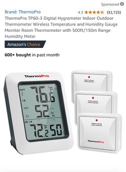 ThermoPro TP60-3 Digital Hygrometer Indoor Outdoor Thermometer Wireless 