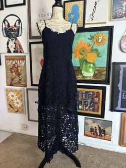 Blue Formal Floral Lace Dress
