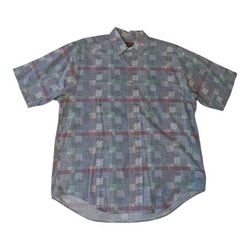 VTG 90s Eddie Bauer Blue
Southwest Aztec Tribal Print Button Front Short Sleeve Mens Large