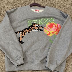 Kenzo Pixel Tiger Sweatshirt – Grey, Size L, Unisex