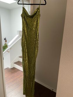 Green Sequin Maxi Slip Dress size M/L