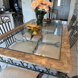 Glass Table  With Marble Composset Eadges   N Rack