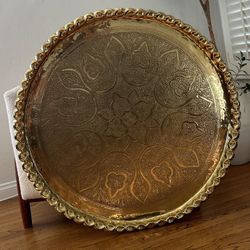 Vintage Huge Solid Brass Wall Hanging Ornate Mid Century Modern Collectible Retro Table Top 