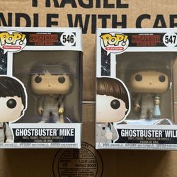Funko Pop:  Stranger Things Ghostbusters Mike (#546) & Ghostbusters Will (#547)