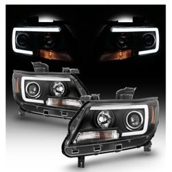 AKKON - For 2015-2022 Chevy Colorado Full LED Daytime Running Lamp Bar Projector Headlights Black Housing Clear Lens Set