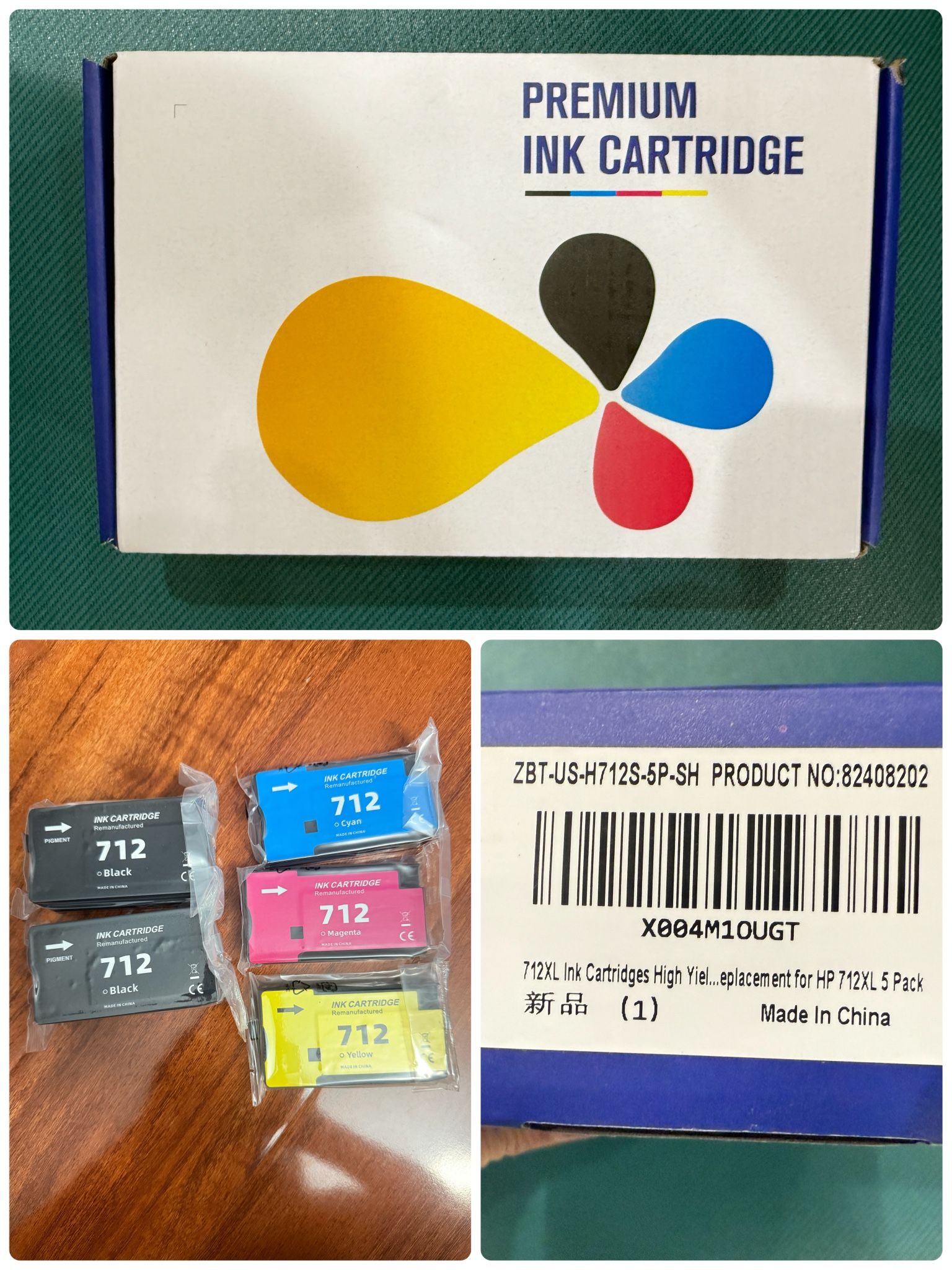 712XL 712 Ink Cartridges High Yield Replacement