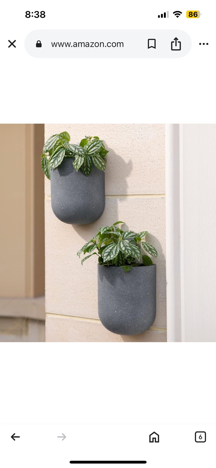NWT Wall Planters 2 Pc Set Modern Flower Pots Garden Indoor Outdoor Speckled Gray
