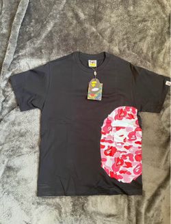 pink and black bape shirt