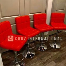 New 4 Red Bar Stools 