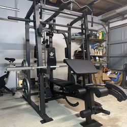 Vesta Fitness Smith Machine 2001 w/Bench Attachment | 230lb Bumpers Weights | 7ft Olympic Bar | Fitness | Gym Equipment | FREE DELIVERY🚚 