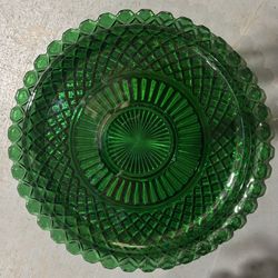 Depression Era Forest Green Round Platter