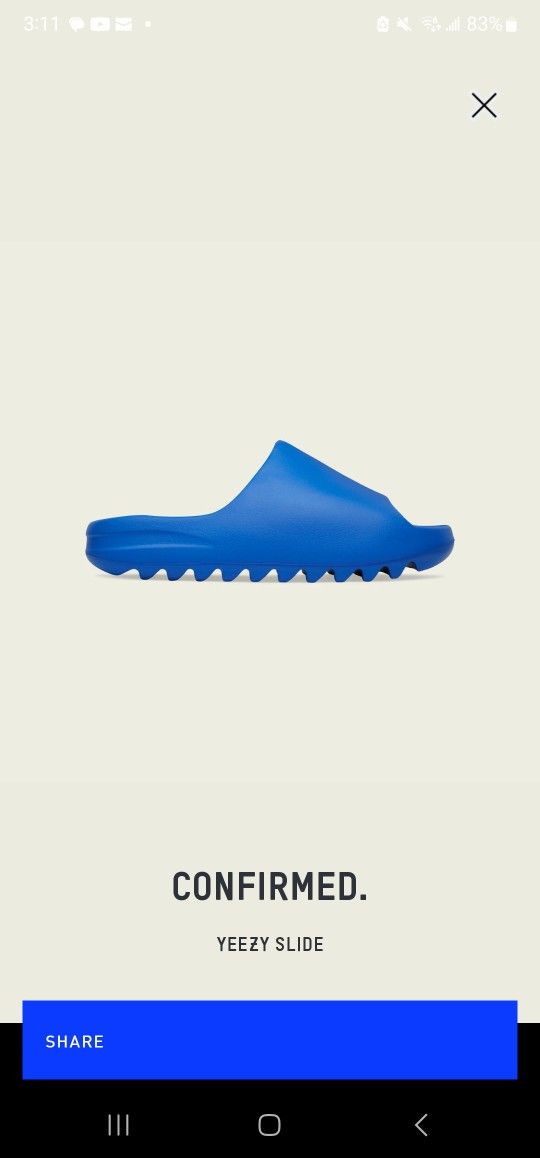 Deadstock Adidas Yeezy Slides Azure Men's 12