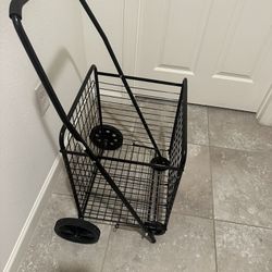 Medium Folding Shopping Cart Utility Trolley, Single Basket, Portable for Grocery, Laundry, Travel. $25 •