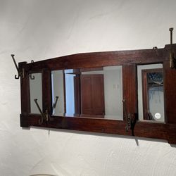 Gorgeous Antique Mirror With Hooks