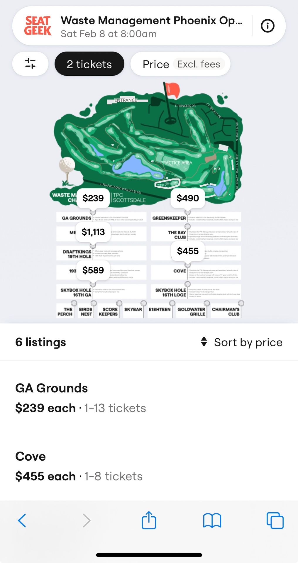 Phoenix Open - 2 Sat GA Tickets