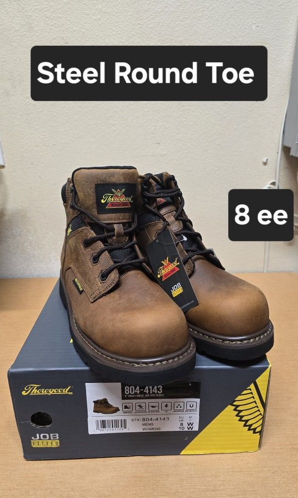 Thorogood Work Boot Size 8 ee STEEL ROUND TOE