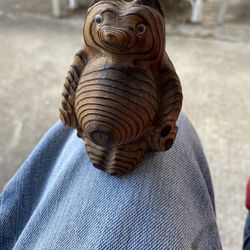 Vintage Hand Carved -Cryptomeria Wood Bear