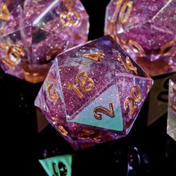 DND Dice Set, 100% Handmade Sharp Edge 7 Piece Resin Dice - Dungeons and Dragons Polyhedral Dice Set, Crystal Clear D&D Dice Set for RPG MTG Table Gam