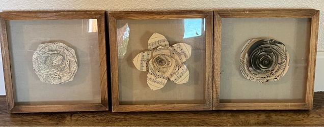 Set of 3 Framed Paper Flower Shadow Boxes