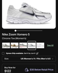 Nike Zoom Vomero 5 Chrome Toe 
Used
Men's size 9.5
Women's Size 11