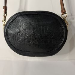 Coach C4055 Black Pebbled Leather Camera Belt Bag Horse Carriage Crossbody 