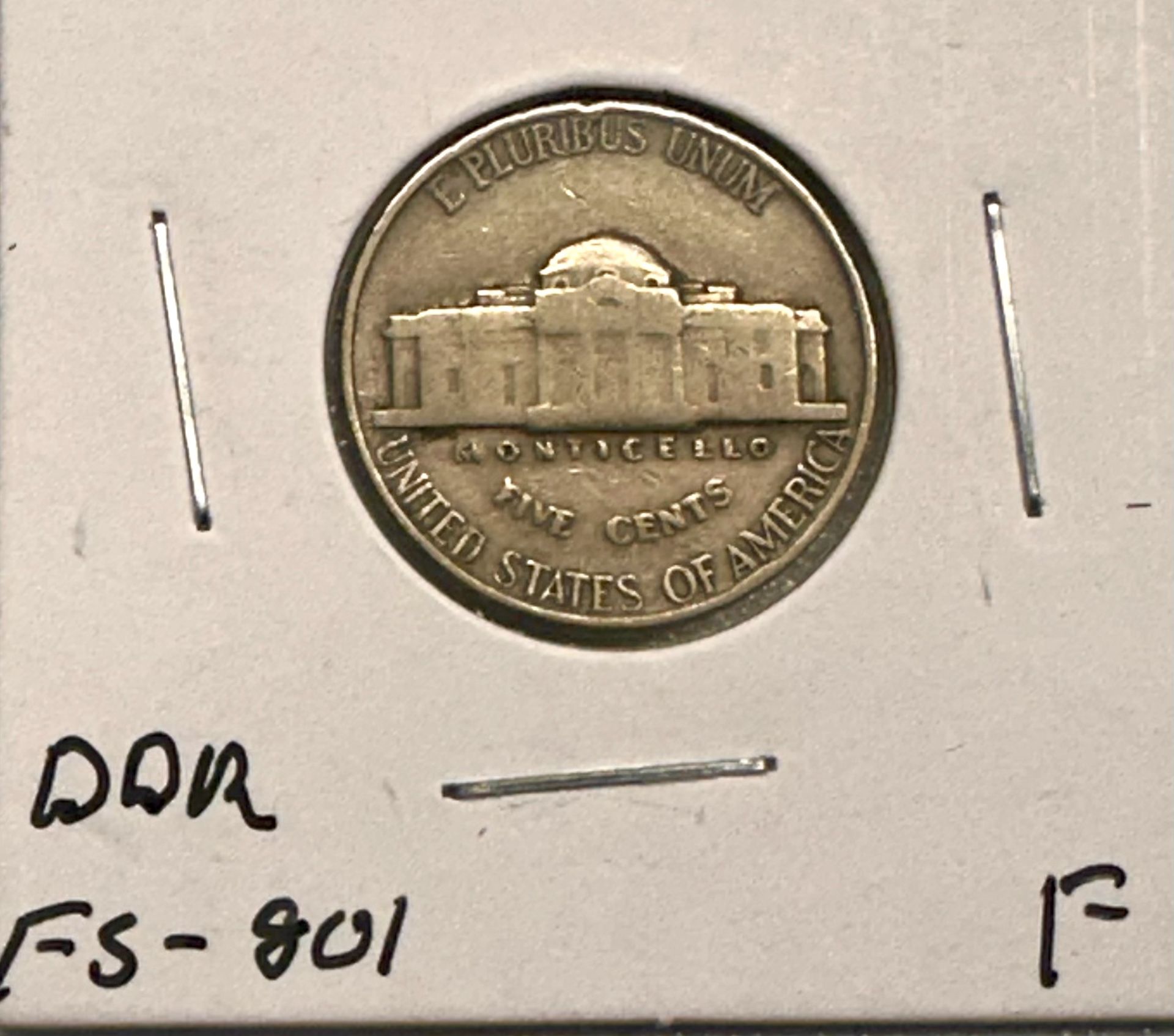 1939 Jefferson Nickel DDR- FS801 Error