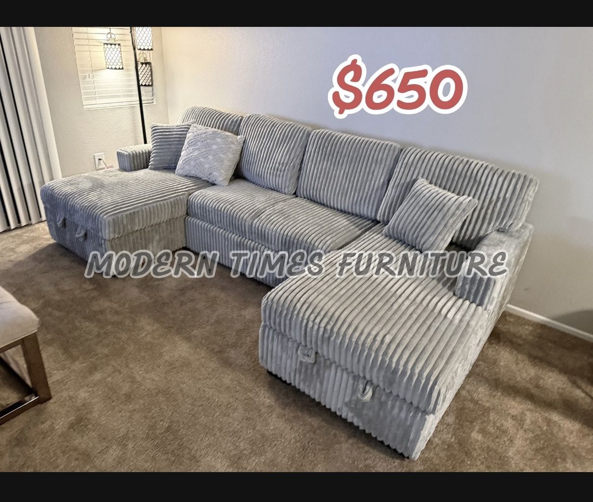3-Piece Convertible Sectional Sleeper Sofa & 2 Chaise Storage