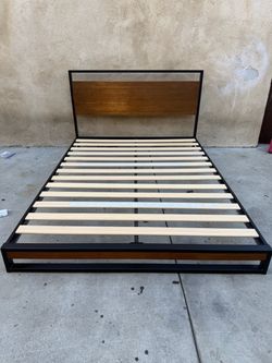 ZINUS Suzanne 37 Inch Metal and Wood Platform Bed Frame / Solid Wood & Steel Construction / No Box Spring Needed / Wood Slat Support / Easy Assembly, 