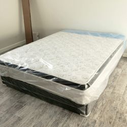 NEW QUEEN PILLOW TOP MATTRESS. Bed frame is not available. Take it home same day 👍