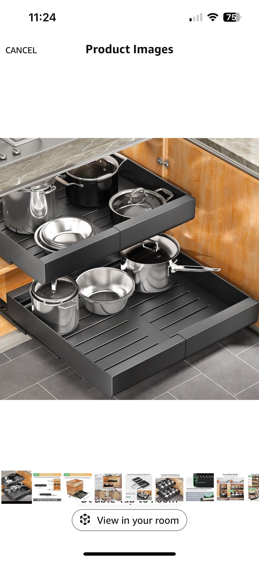 Pull out Cabinet Organizer Extendable 12-20”