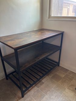 Kitchen Island - 3 Tier Shelf, Rustic Brown/Black